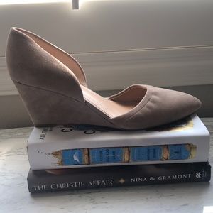 Like new Franco Sarto Grey Suede D’Orsay style wedges